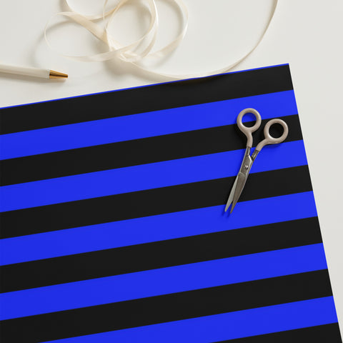 Law Enforcement Appreciation Premium Gift Wrapping Paper Sheets black and blue striped