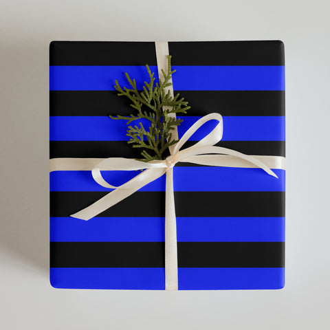 Law Enforcement Appreciation Premium Gift Wrapping Paper Sheets black and blue striped