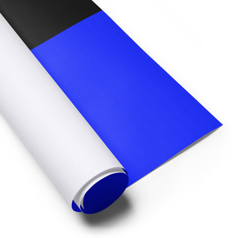 Three Premium Sheets of Black Gift Wrapping Paper with a Bright Thin Blue Line - Support Law Enforcement Style 4