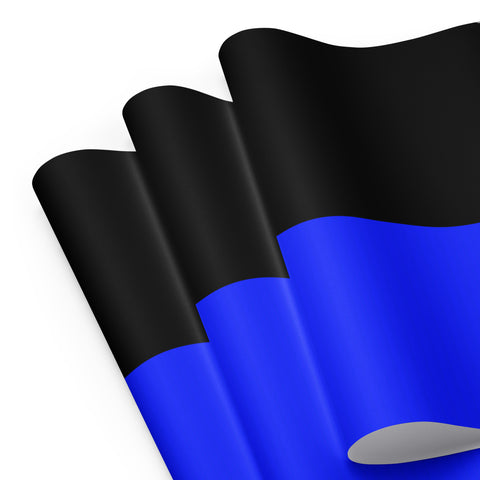 Three Premium Sheets of Black Gift Wrapping Paper with a Bright Thin Blue Line - Support Law Enforcement Style 4