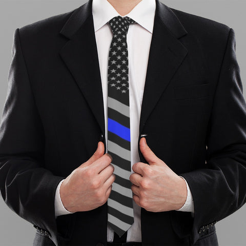 Thin Blue Line Flag Necktie - Support with Style | Back The Blue Store