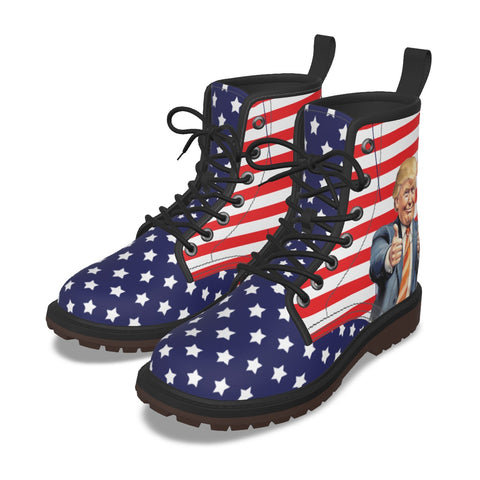 American Flag Donald Trump Men's Martin Style Boots - Patriotic and Political Statement Footwear