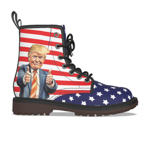 American Flag Donald Trump Men's Martin Style Boots - Patriotic and Political Statement Footwear