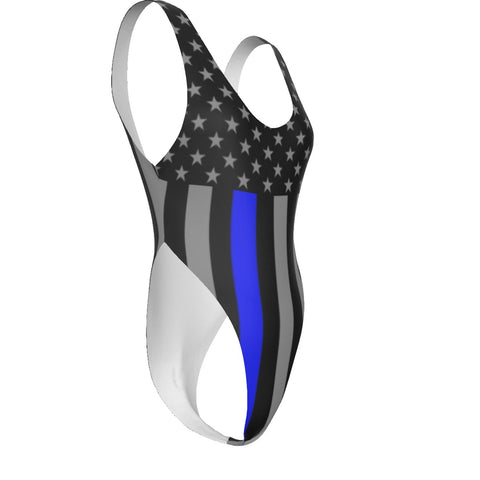 Thin Blue Line Flag Women's One-piece Swimsuit - Support with Style