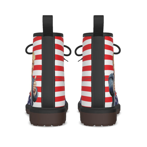 American Flag Donald Trump Women's Martin Style Boots - Patriotic and Political Statement Footwear