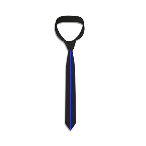 Thin Blue Line Black Necktie - Exude Elegance & Support | Back The Blue Store (Style-1)