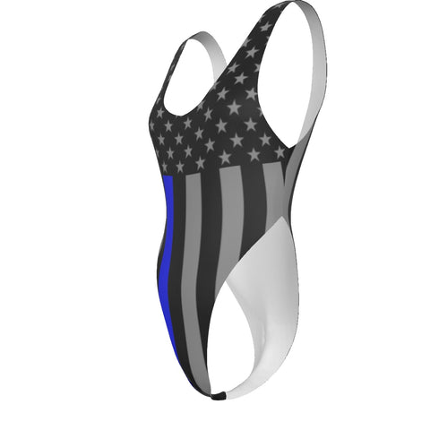 Thin Blue Line Flag Women's One-piece Swimsuit - Support with Style