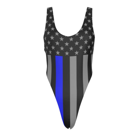 Thin Blue Line Flag Women's One-piece Swimsuit - Support with Style