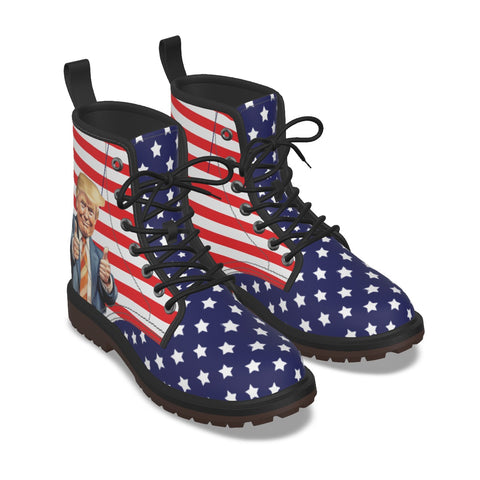 American Flag Donald Trump Women's Martin Style Boots - Patriotic and Political Statement Footwear