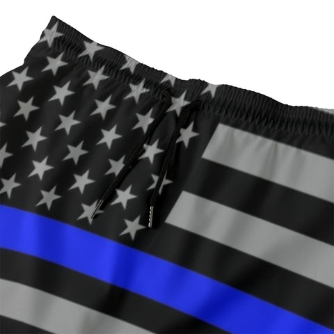 Men's Swim Shorts with Thin Blue Line Flag Print | Back The Blue Store