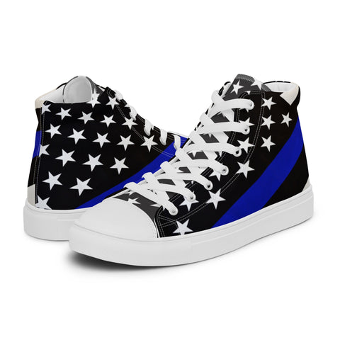 Stylish Thin Blue Line Flag Men's High Top Shoes - Support Law Enforcement