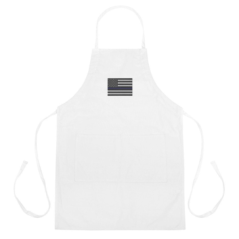 Thin Blue Line Flag Embroidered Apron