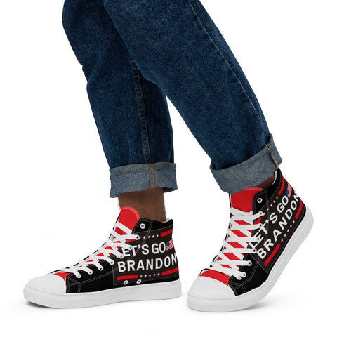 Let's Go Brandon Men’s high top canvas shoes