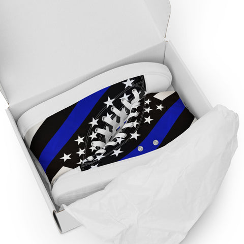 Stylish Thin Blue Line Flag Men's High Top Shoes - Support Law Enforcement