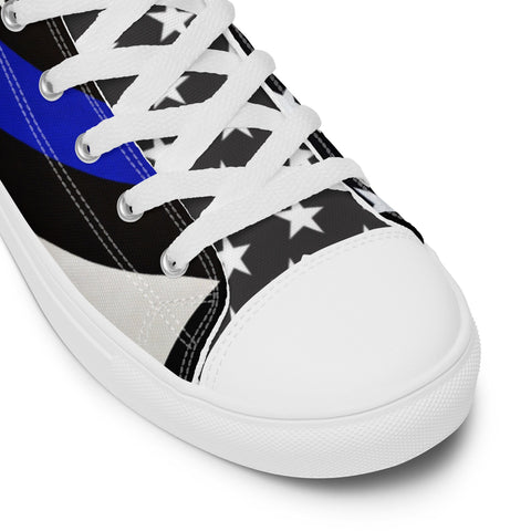 Stylish Thin Blue Line Flag Men's High Top Shoes - Support Law Enforcement