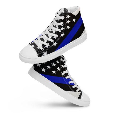 Stylish Thin Blue Line Flag Men's High Top Shoes - Support Law Enforcement