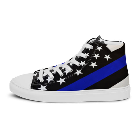 Stylish Thin Blue Line Flag Men's High Top Shoes - Support Law Enforcement