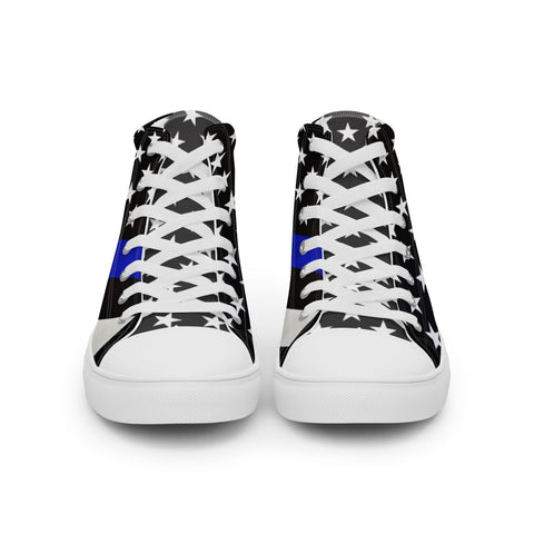 Stylish Thin Blue Line Flag Men's High Top Shoes - Support Law Enforcement