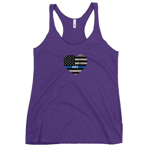 Thin Blue Line Heart with "WIFE" Women's Racerback Tank