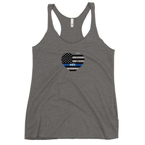 Thin Blue Line Heart with "WIFE" Women's Racerback Tank