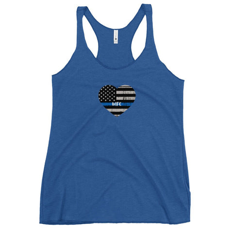 Thin Blue Line Heart with "WIFE" Women's Racerback Tank