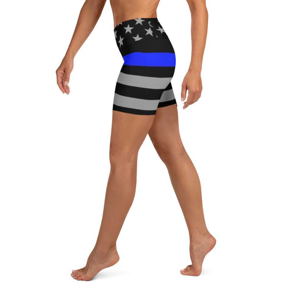 Thin Blue Line Women's Yoga Shorts - Show Support for Law Enforcement