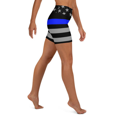 Thin Blue Line Women's Yoga Shorts - Show Support for Law Enforcement