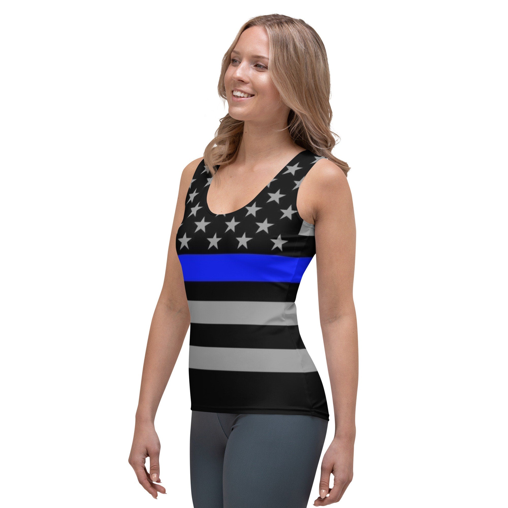 Women's Thin Blue Line Tank Top- Show Your Law Enforcement Support