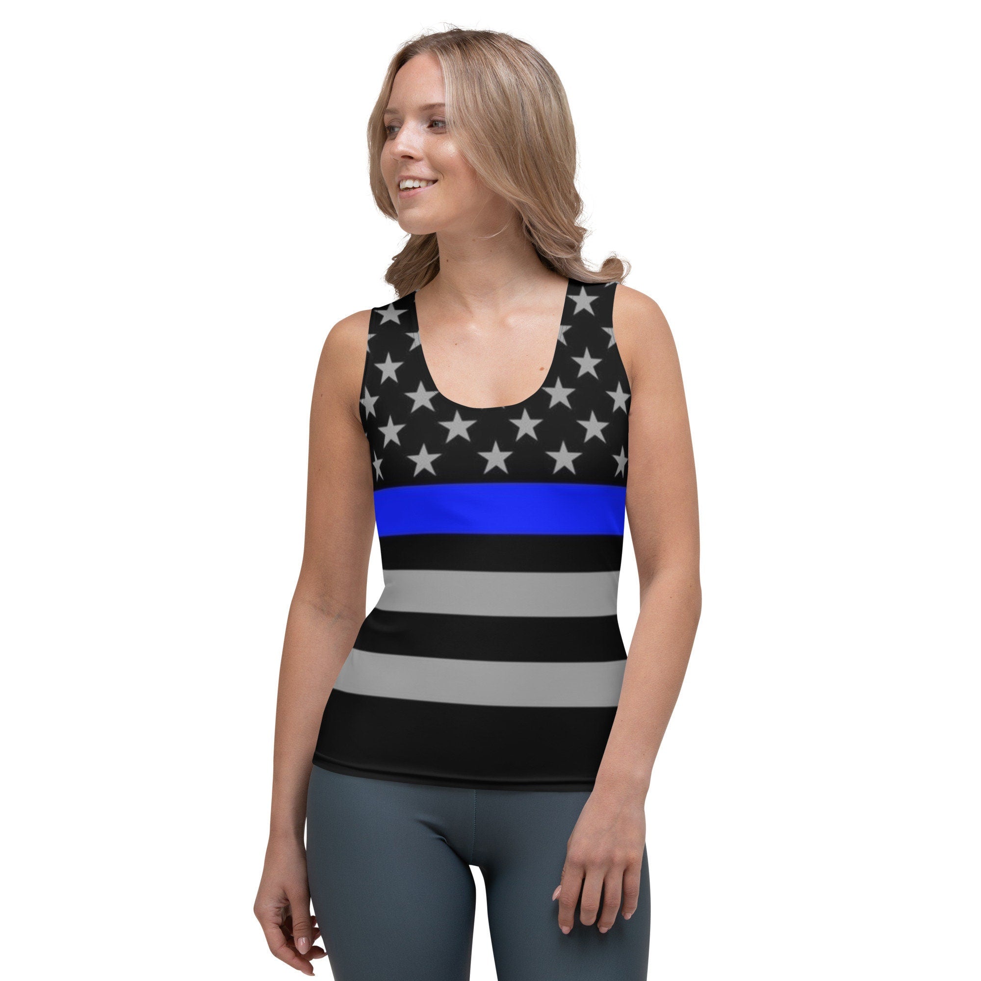 Women's Thin Blue Line Tank Top- Show Your Law Enforcement Support