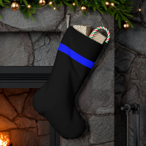 Black Christmas Stocking with a Thin Blue Line: Celebrate the Season with Police Style