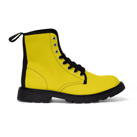 Step Into Freedom: Men's Yellow Gadsden Flag Nylon Canvas Boots