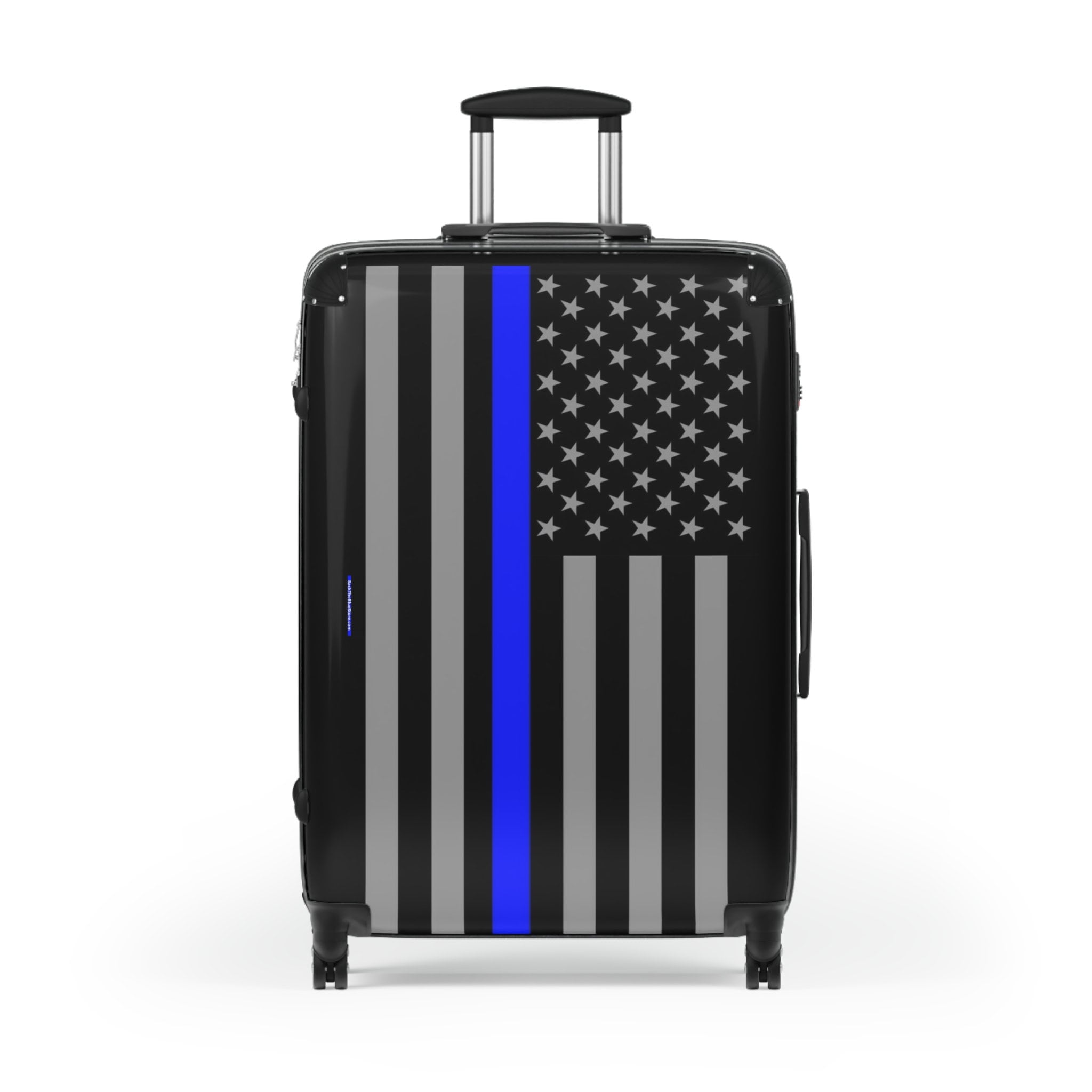 Suitcase with Thin Blue Line Flag Print - Three Sizes Available to Travel While Showing Your Support To Law Enforcement