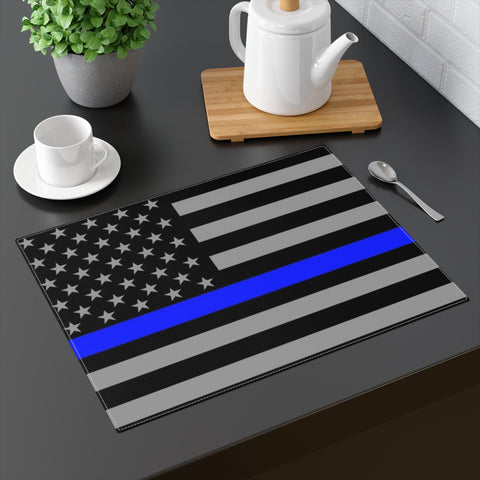 Elevate Your Dining Experience with Thin Blue Line Flag Printed Tabletop Placemats