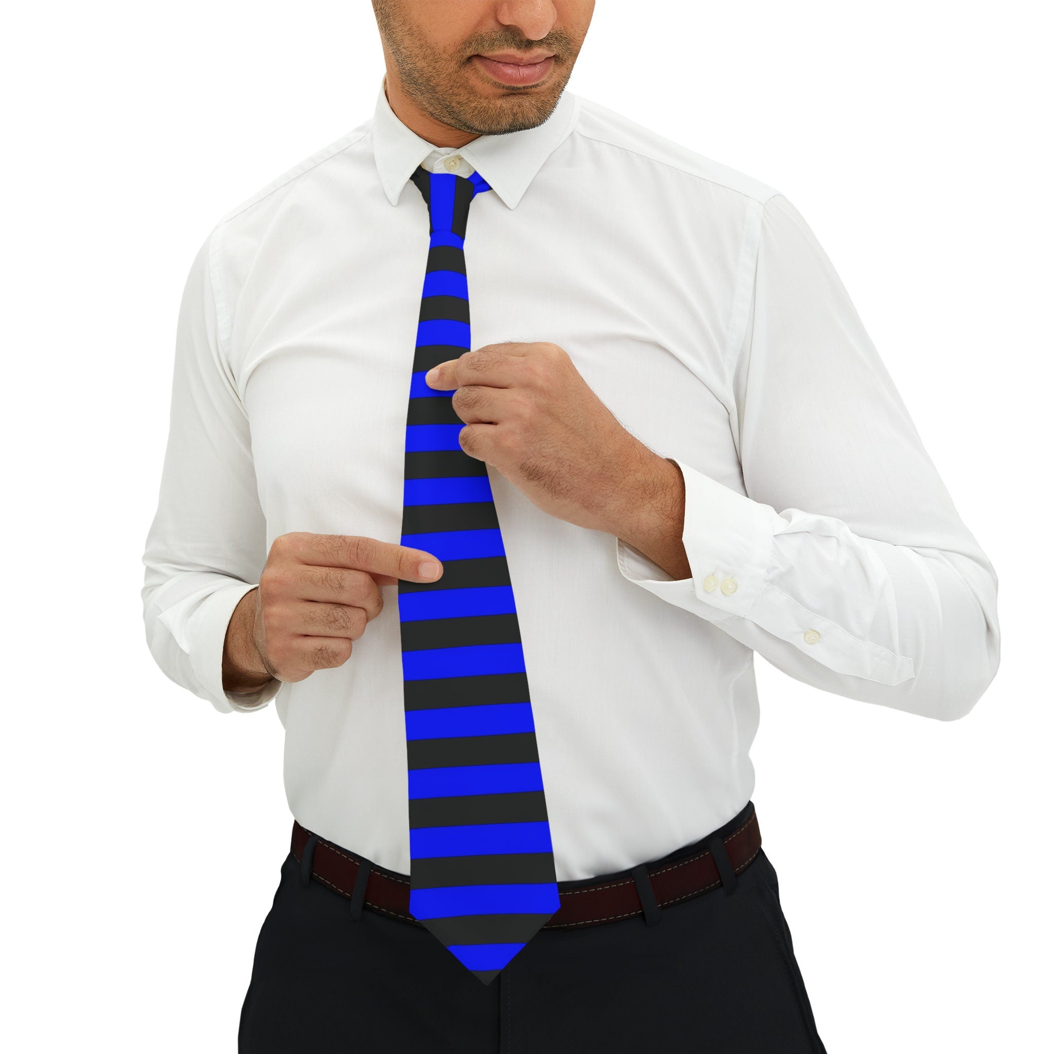 Elevate Your Style with the Thin Blue Line Striped Necktie and Back The Blue