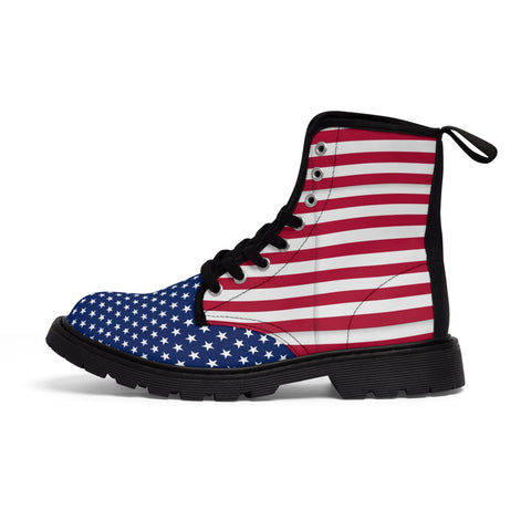 Step Out in Style: Men's American Flag Design Nylon Canvas Boots- USA!